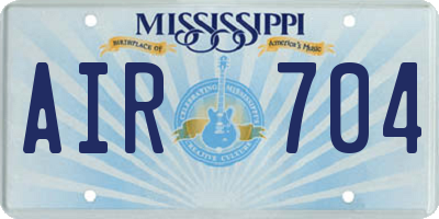 MS license plate AIR704