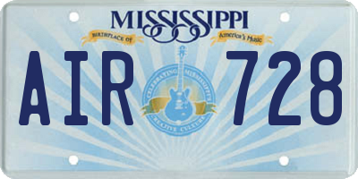 MS license plate AIR728