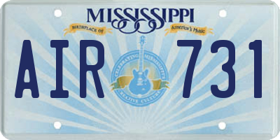 MS license plate AIR731