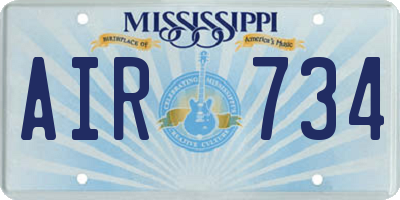 MS license plate AIR734