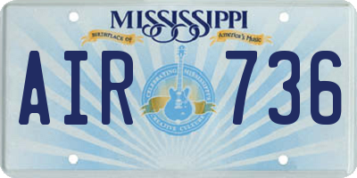 MS license plate AIR736