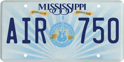 MS license plate AIR750