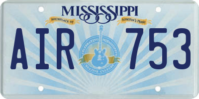 MS license plate AIR753
