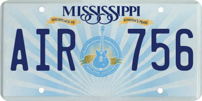 MS license plate AIR756