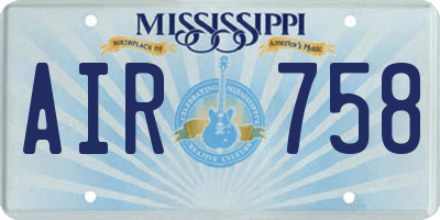 MS license plate AIR758