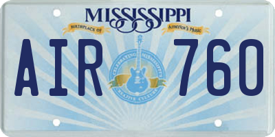 MS license plate AIR760