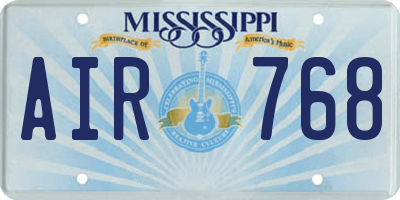 MS license plate AIR768