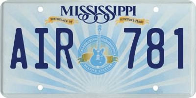 MS license plate AIR781