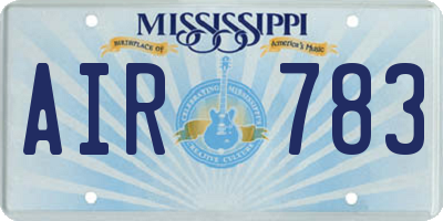 MS license plate AIR783