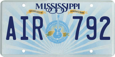 MS license plate AIR792