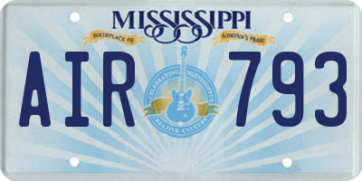 MS license plate AIR793