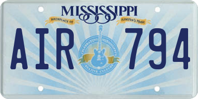 MS license plate AIR794