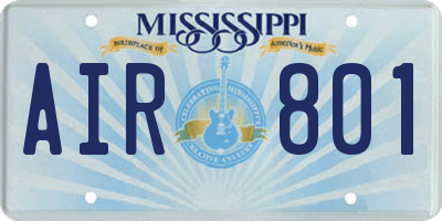 MS license plate AIR801