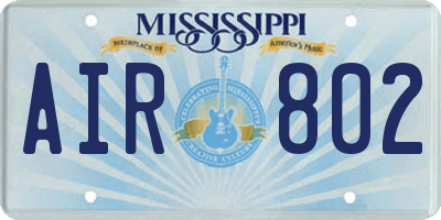 MS license plate AIR802