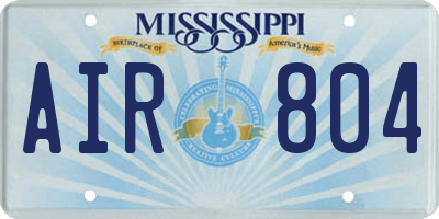 MS license plate AIR804