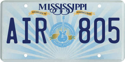 MS license plate AIR805