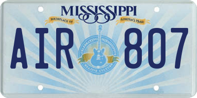 MS license plate AIR807