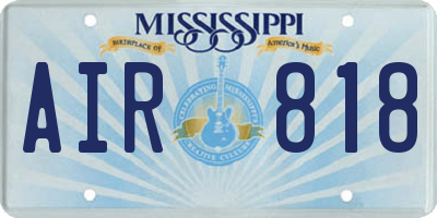 MS license plate AIR818