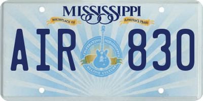 MS license plate AIR830