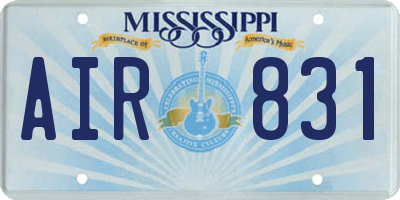 MS license plate AIR831