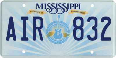 MS license plate AIR832