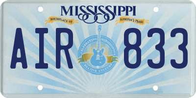 MS license plate AIR833