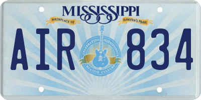 MS license plate AIR834
