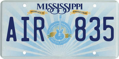 MS license plate AIR835