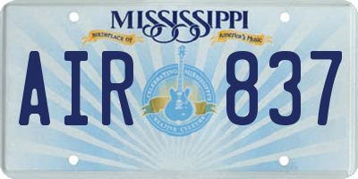 MS license plate AIR837