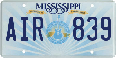 MS license plate AIR839