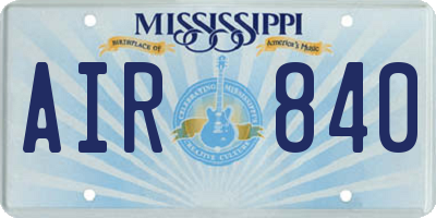 MS license plate AIR840