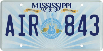 MS license plate AIR843