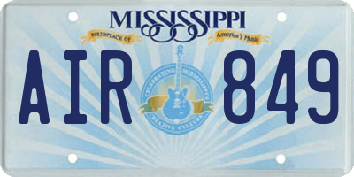 MS license plate AIR849