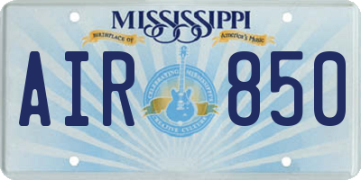 MS license plate AIR850