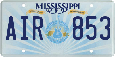 MS license plate AIR853