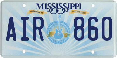 MS license plate AIR860