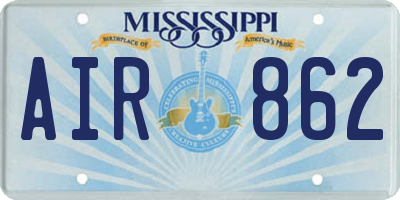 MS license plate AIR862
