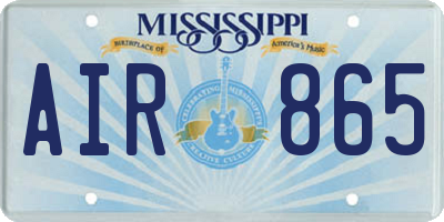 MS license plate AIR865