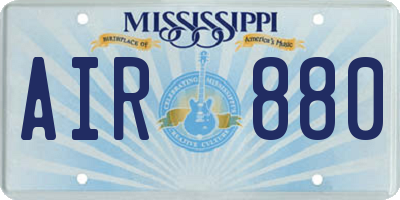 MS license plate AIR880