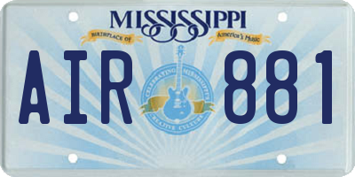 MS license plate AIR881