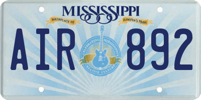 MS license plate AIR892