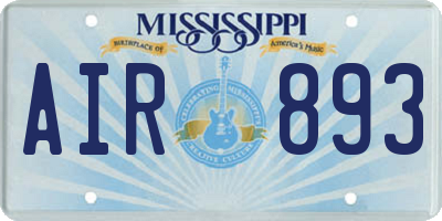 MS license plate AIR893
