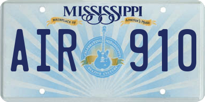 MS license plate AIR910