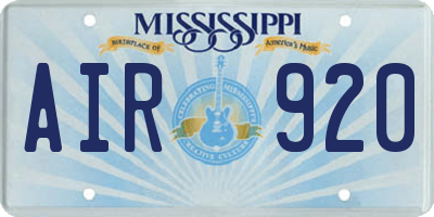 MS license plate AIR920