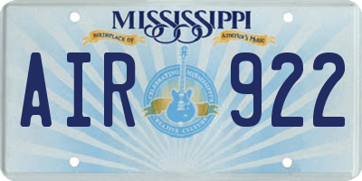 MS license plate AIR922