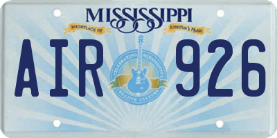 MS license plate AIR926