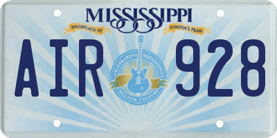 MS license plate AIR928