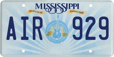 MS license plate AIR929