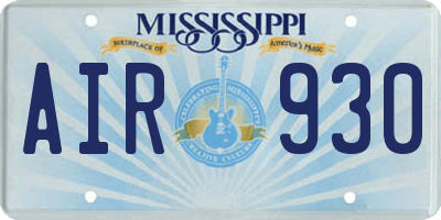 MS license plate AIR930