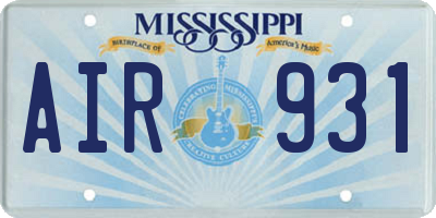 MS license plate AIR931